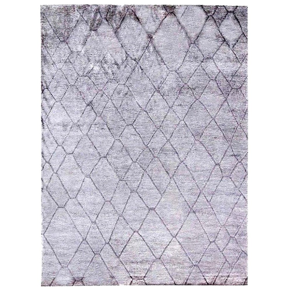 Zeitgenössischer geometrischer handgefertigter Seidenteppich von Doris Leslie Blau