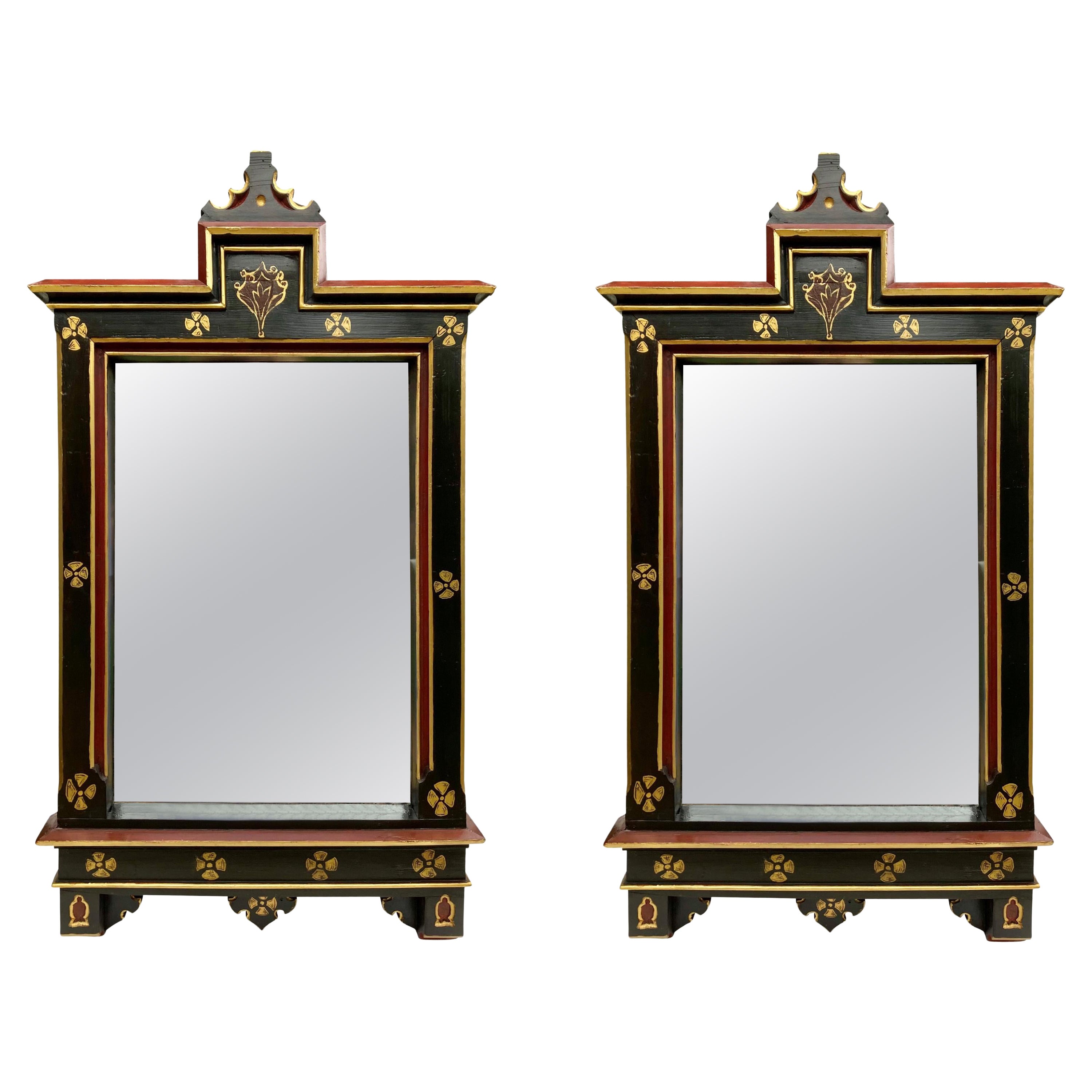 Paar englische gotische Spiegel in der Art von Pugin im Angebot