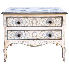 Italian Hand Painted Blue And White Italian Commode / Chest Att. Niermann Weeks