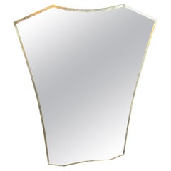 1960s Mid-century Modern Brass Italian Wall Mirror in the manner of Gio Ponti