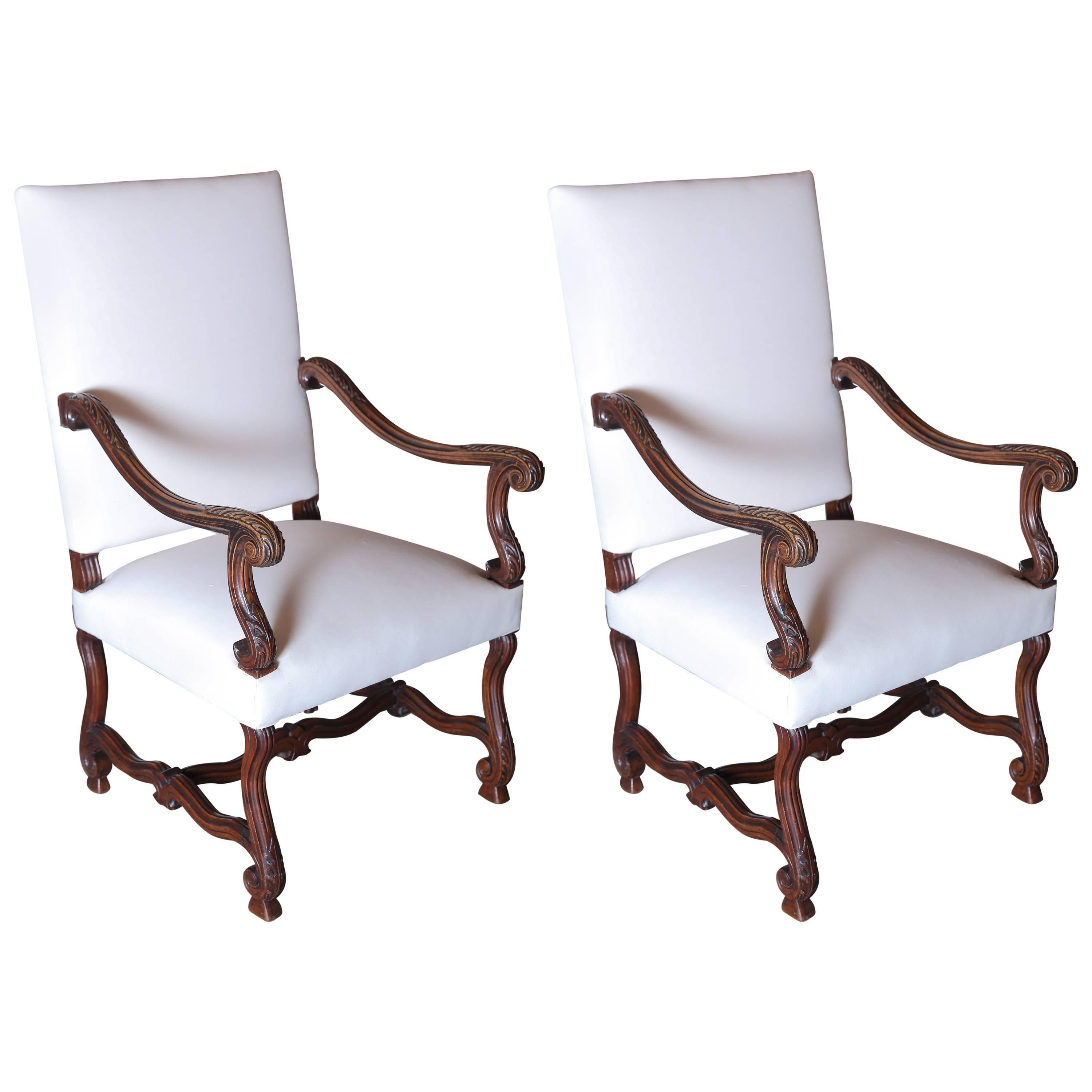 Pair of High Back French Chairs
