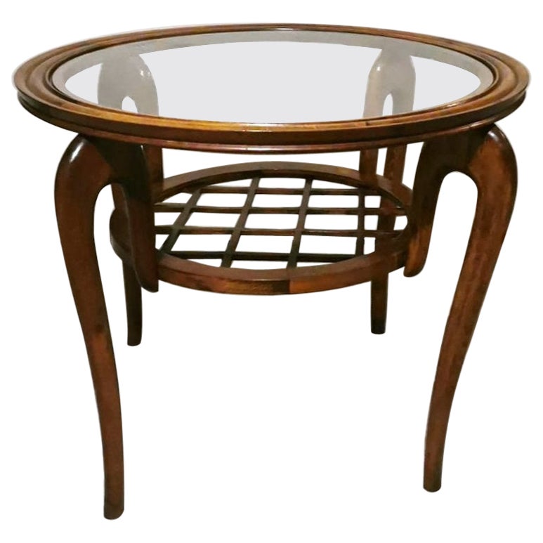 Paolo Buffa Style Italian Art Deco Coffee Table With Glass Top For Sale