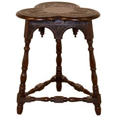 Antique 19th Century Carved Clover Top Side Table