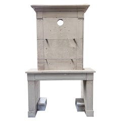 Antique 18th Century Trumeau Fireplace Mantel in French Limestone