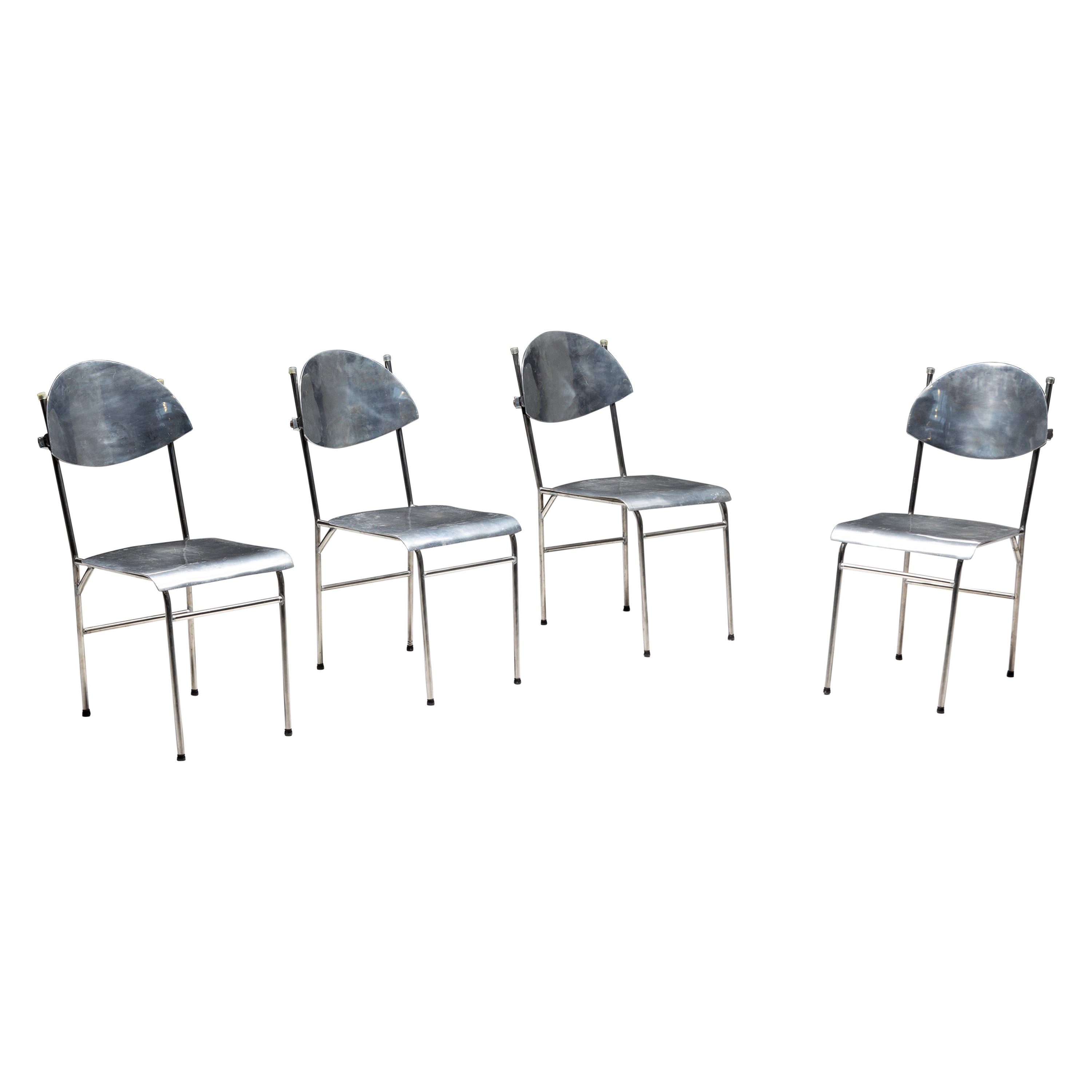 Postmodern Aluminum chairs, Italy, 1980s For Sale