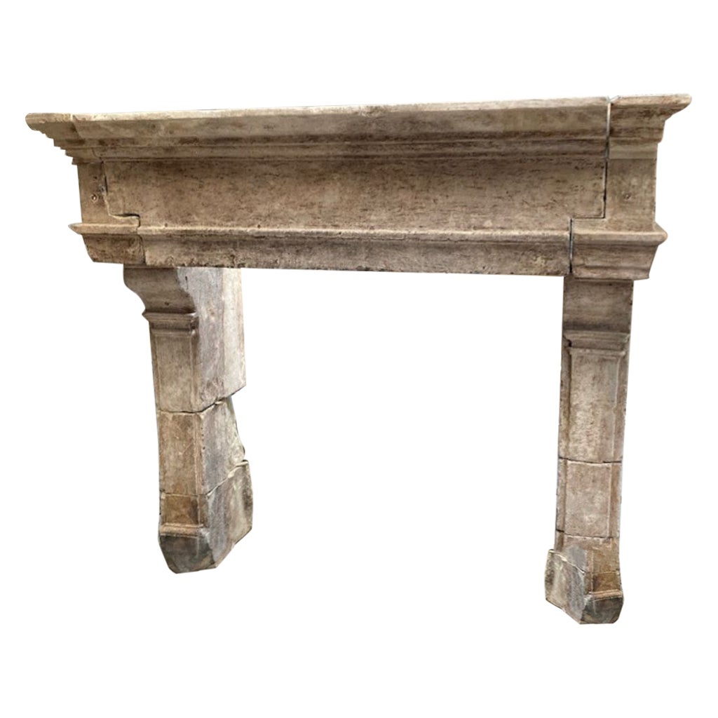 18th Century Louis XIII Limestone Fireplace Mantel  For Sale