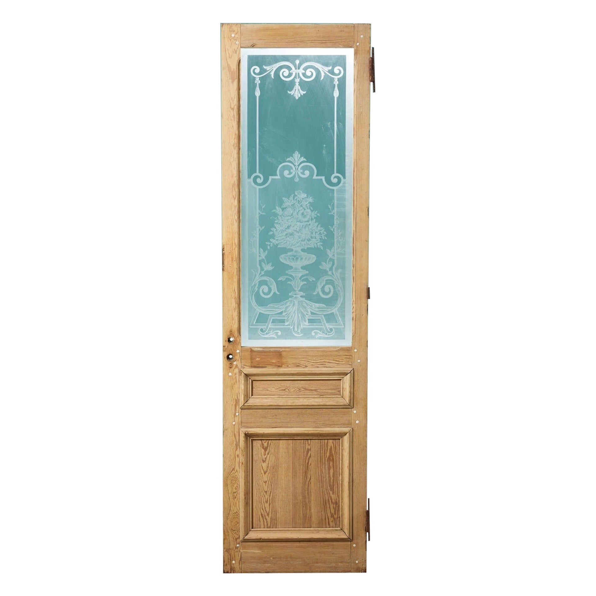 Puerta Alta Antique French de Pino Grabado al Ácido en venta