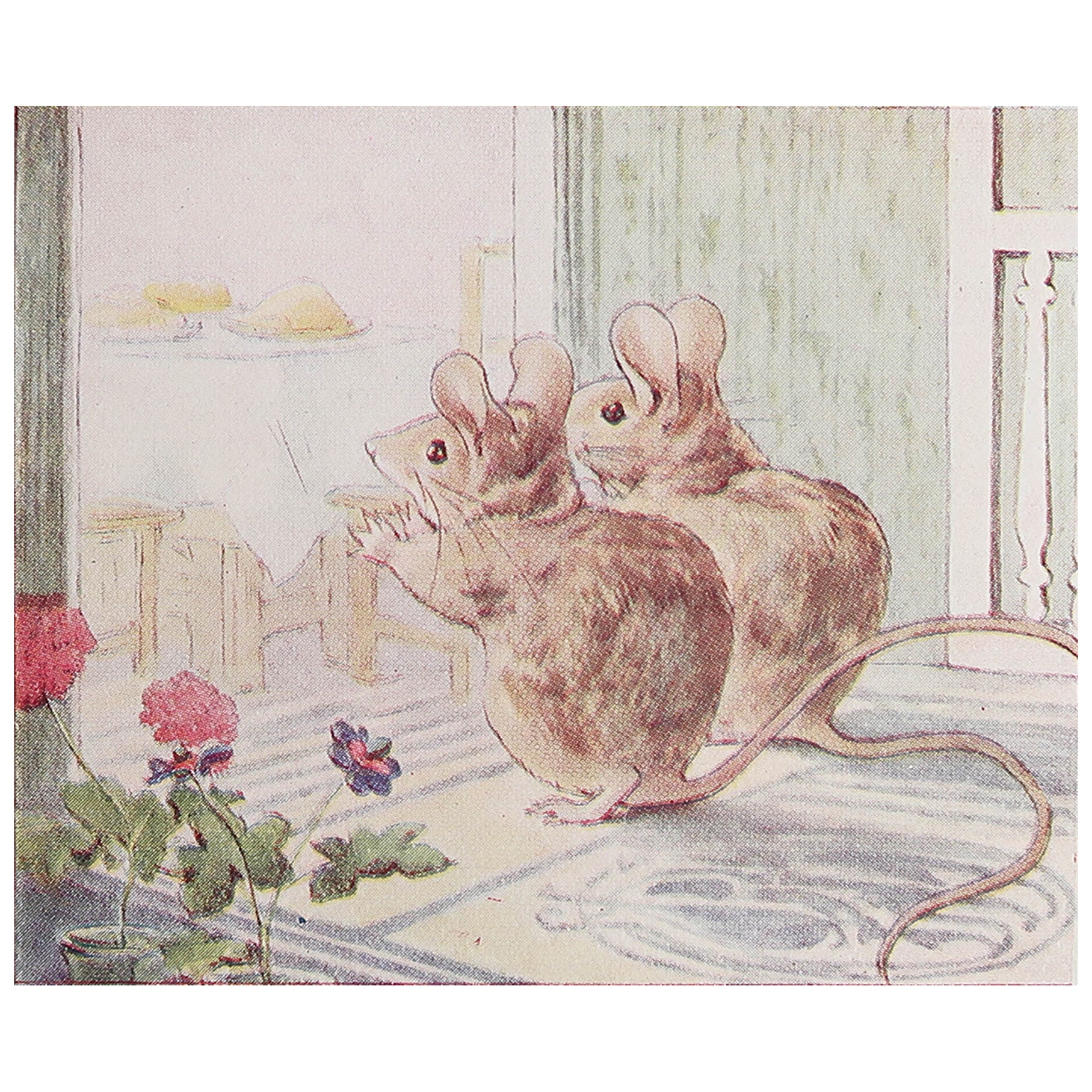 Stampa originale di Beatrix Potter d'epoca. Peters e i suoi amici A.I.C. 1905 in vendita
