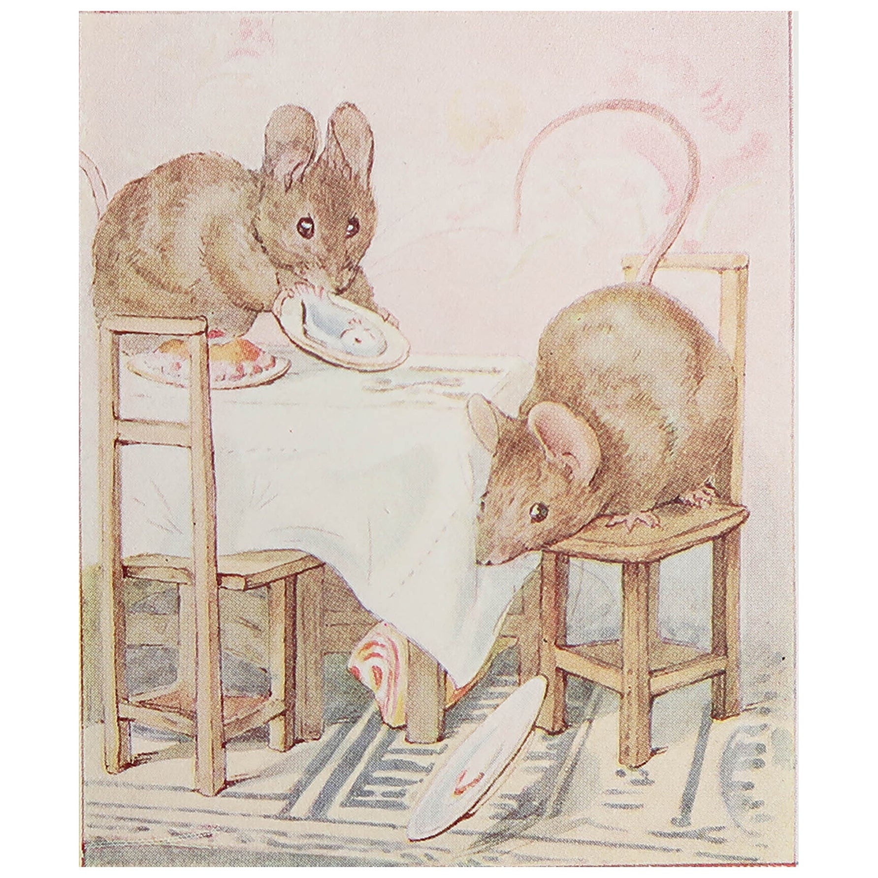 Original Vintage Beatrix Potter Print. Peter Rabbit And Friends C.1905 For Sale
