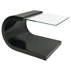 Waterfall Black Lacquer and Glass End Table 7