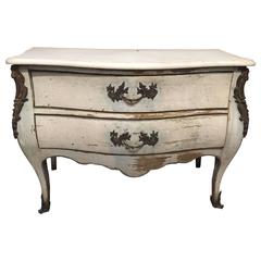 19th Century Continental Bombe Commode with Marble Top