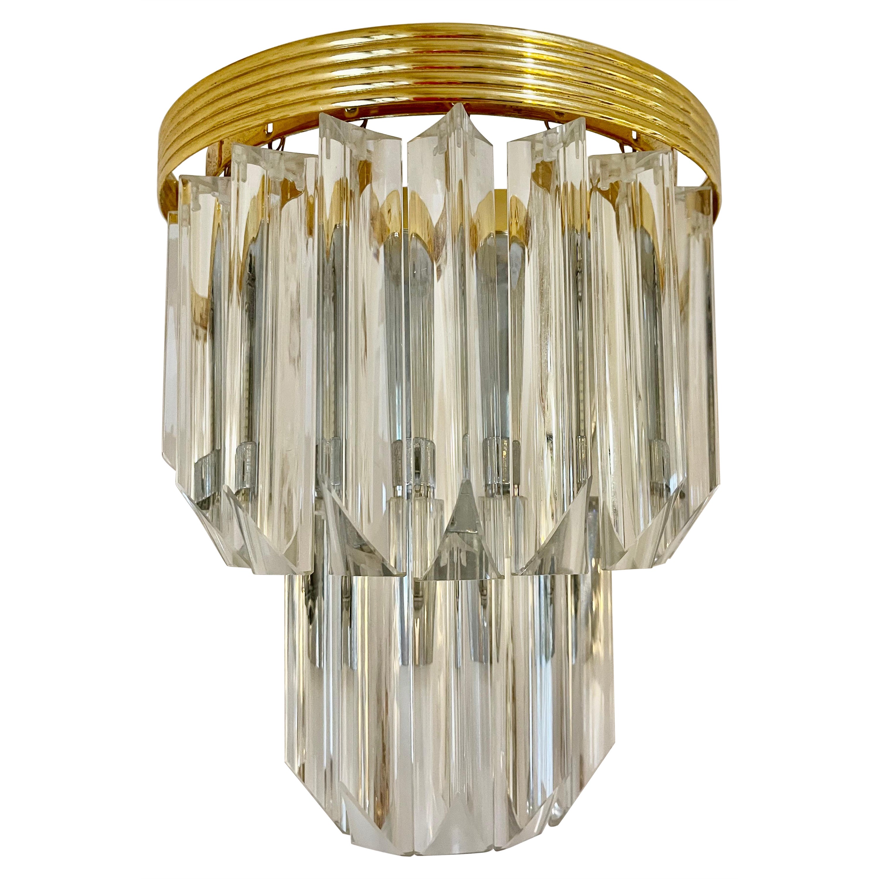 Camer glass cristal wall Lightning with structure, Italie 1980s For Sale