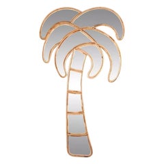 Large rattan « palmtree » mirror