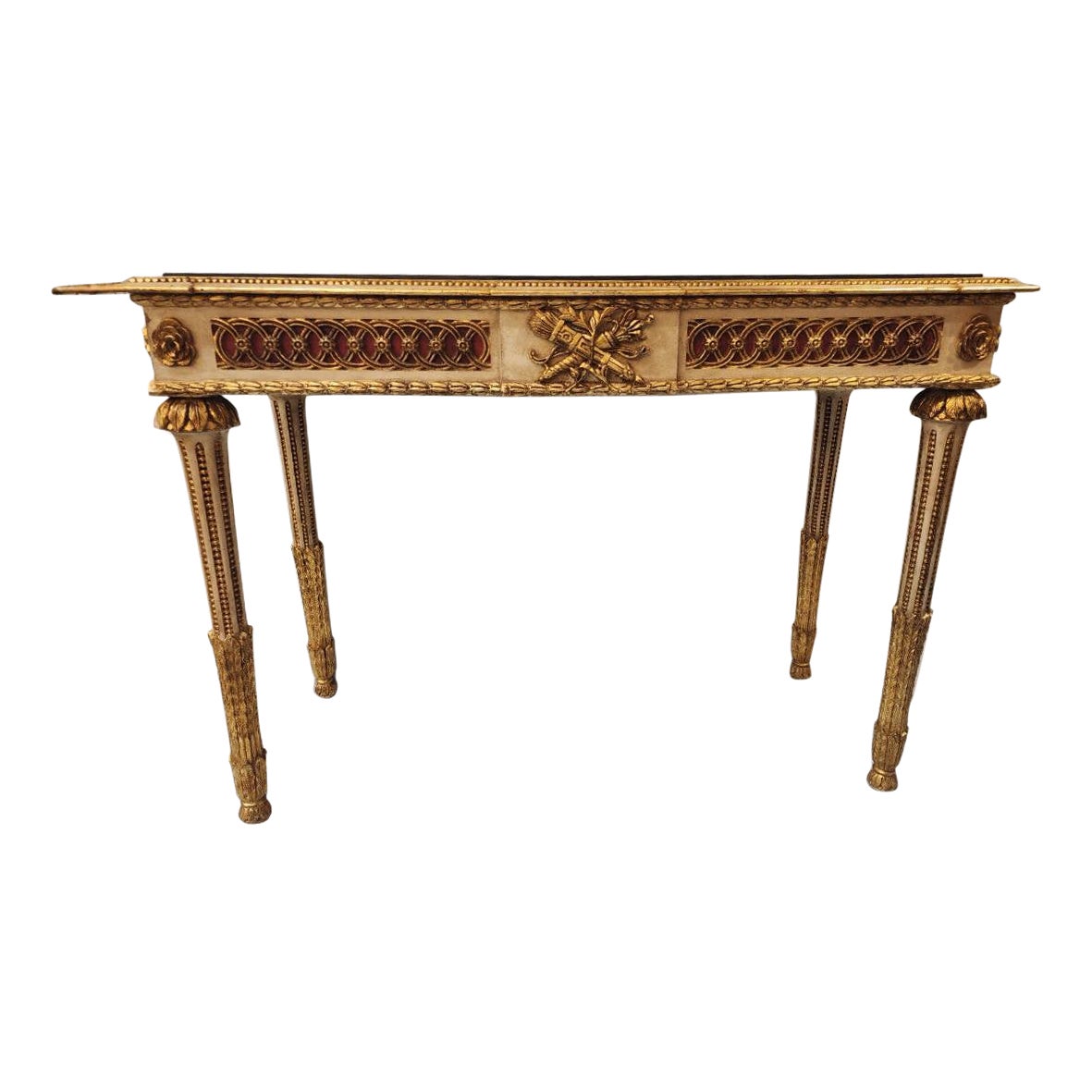 Pair of Italian Neoclassical Partial Gilt Console Table  For Sale
