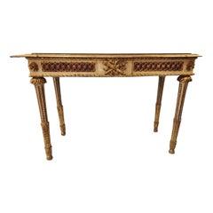 Pair of Italian Neoclassical Partial Gilt Console Table 