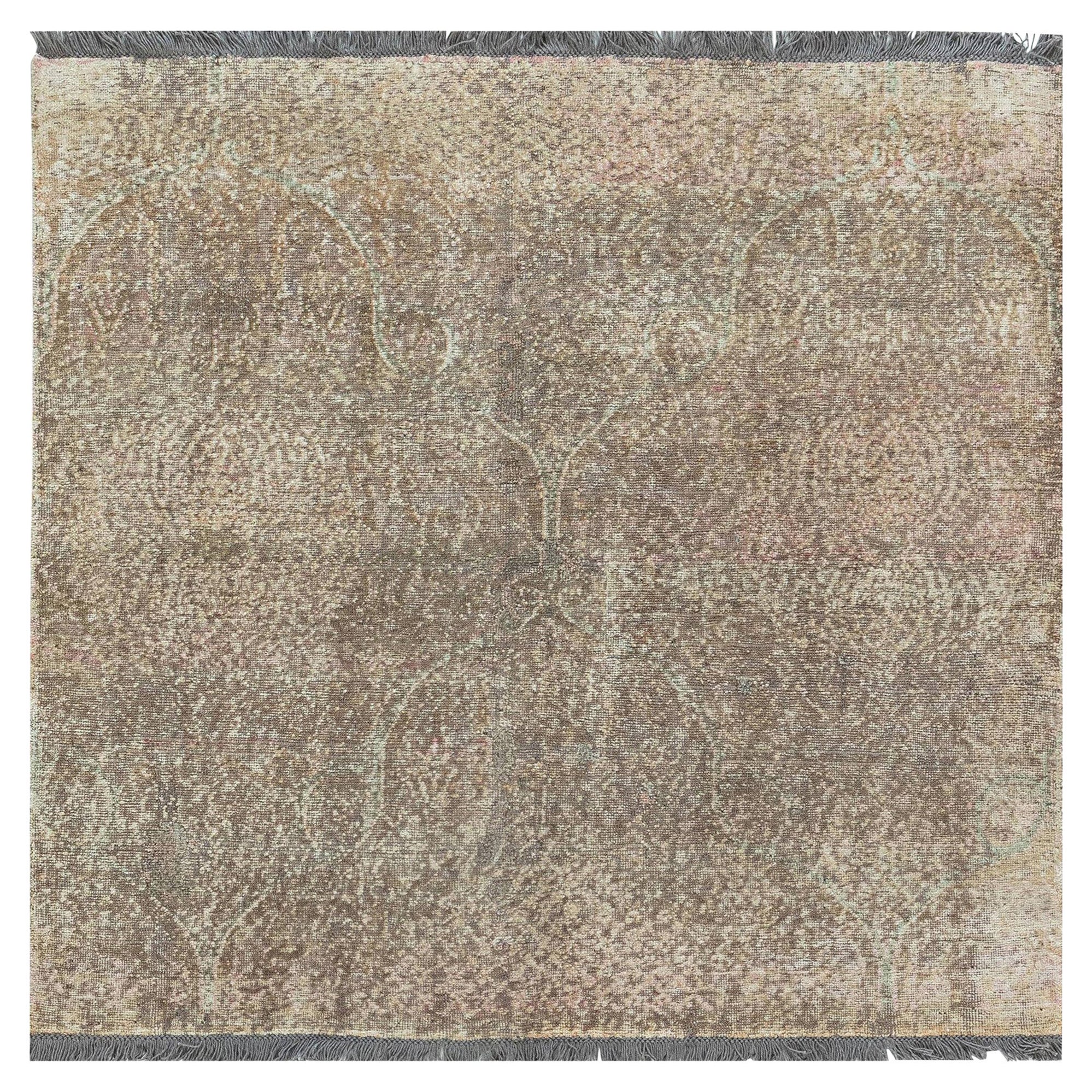 Traditional Inspired Blue Pink Purple Hand Knotted Rug by Doris Leslie Blau