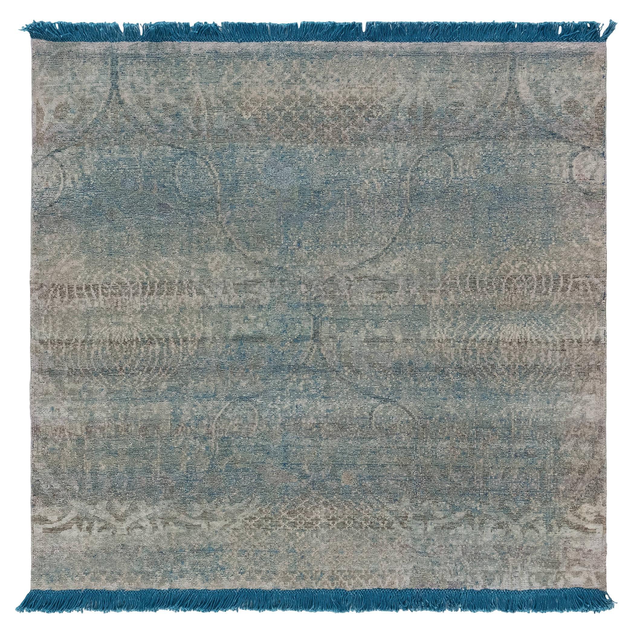 Maßgefertigter traditioneller handgeknüpfter Teppich aus Seide und Wolle von Doris Leslie Blau im Angebot