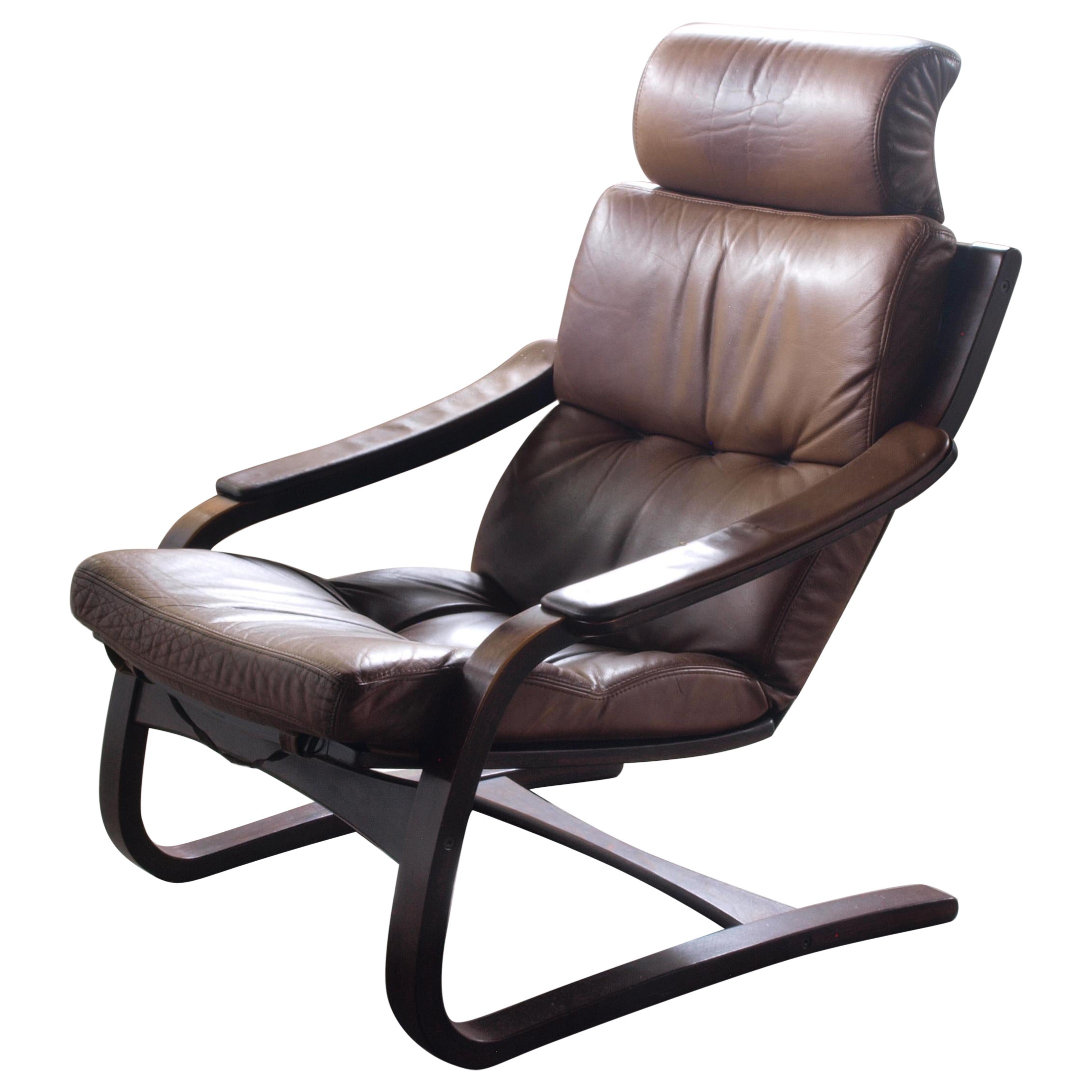 Åke Fribytter by Nelo Sweden Leather Lounge Chair