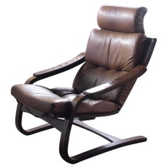 Vintage Åke Fribytter by Nelo Sweden Leather Lounge Chair