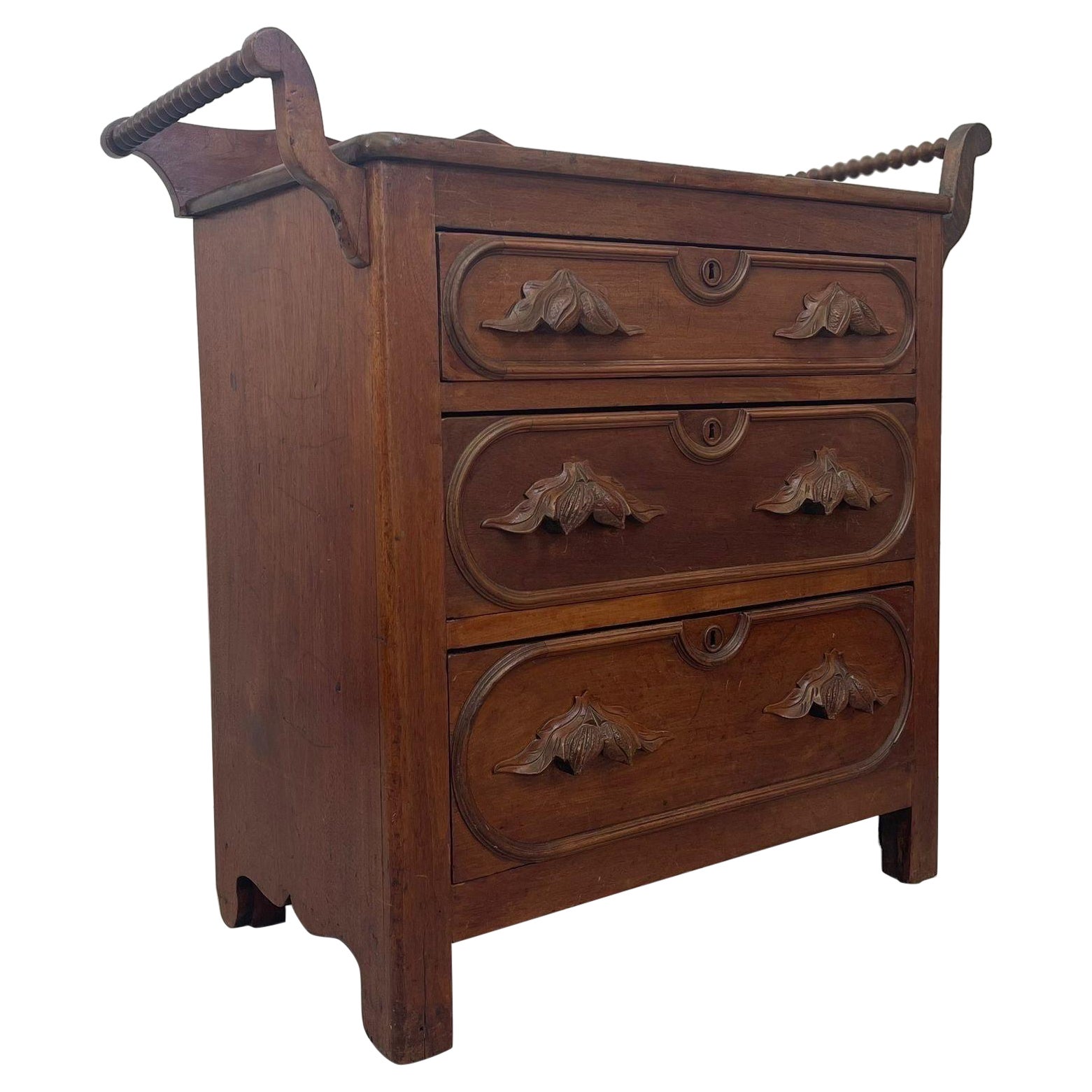 Vintage Eastlake Victorian Style Dresser With Hand Carved Accents. For Sale