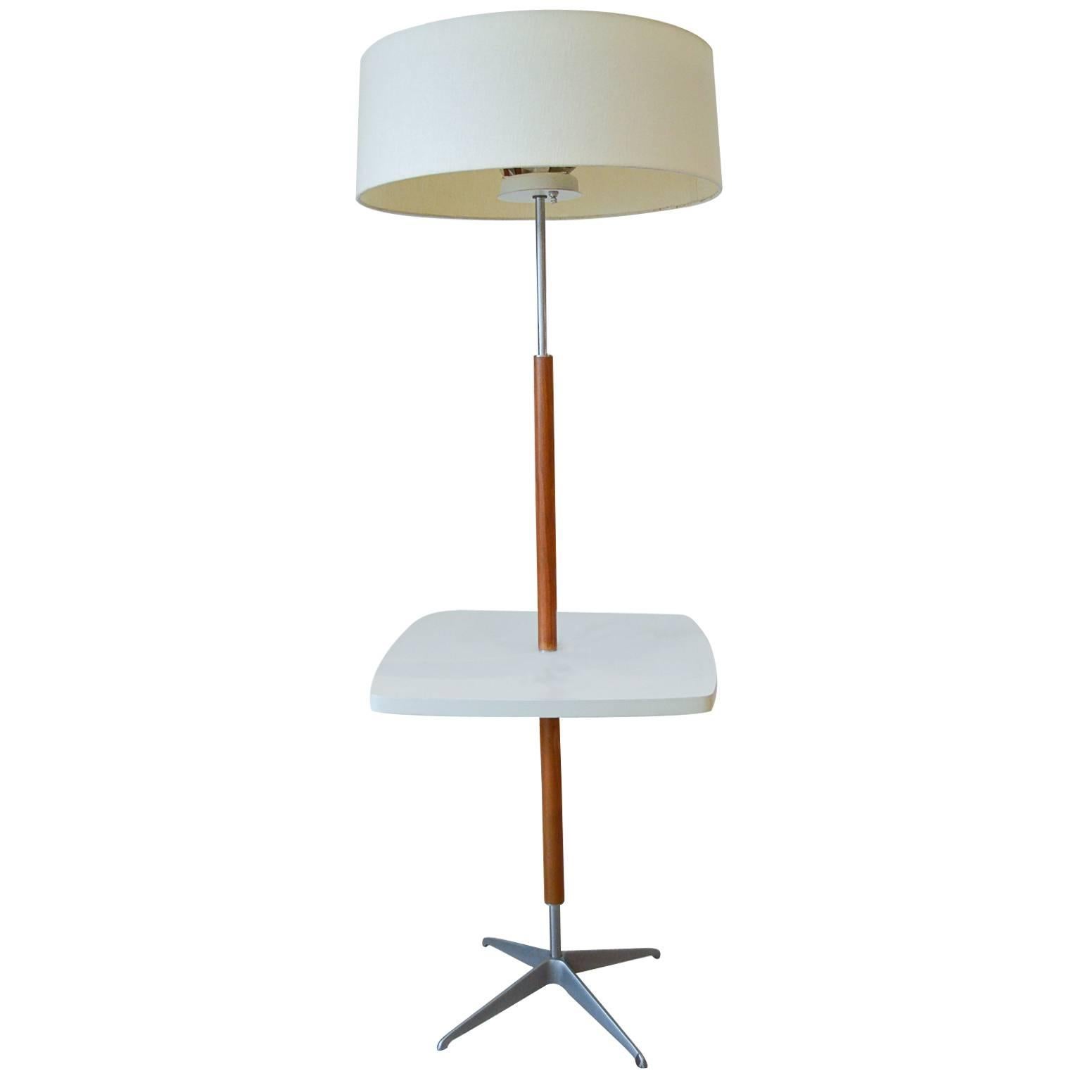 Gerald Thurston for Lightolier Chrome and Walnut Floor Lamp
