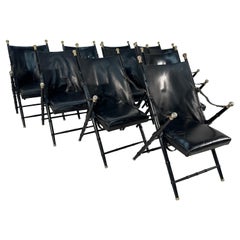 10 chaises pliantes victoriennes françaises en cuir