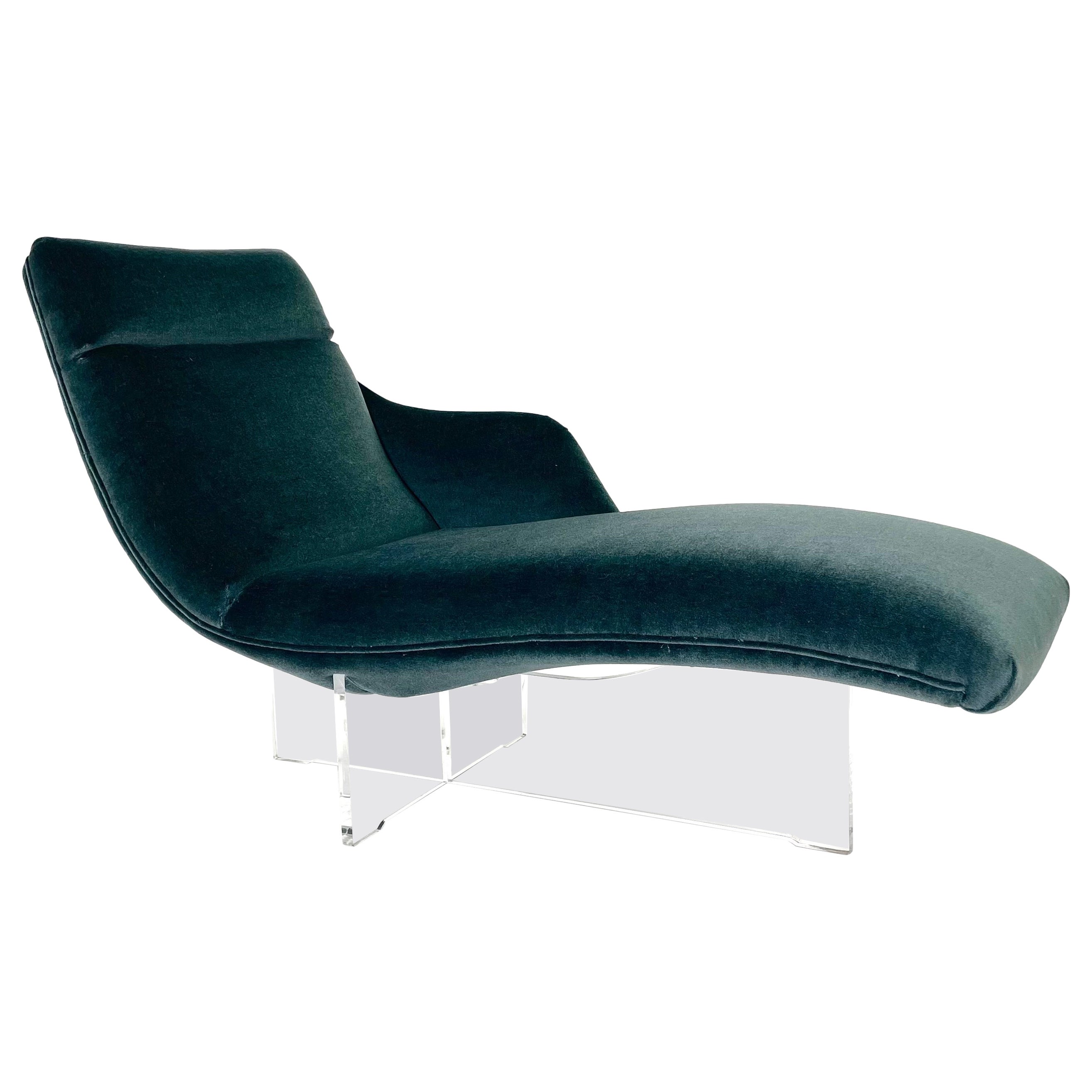 Vladimir Kagan Erica Chaise Lounge Chair in Mohair For Sale