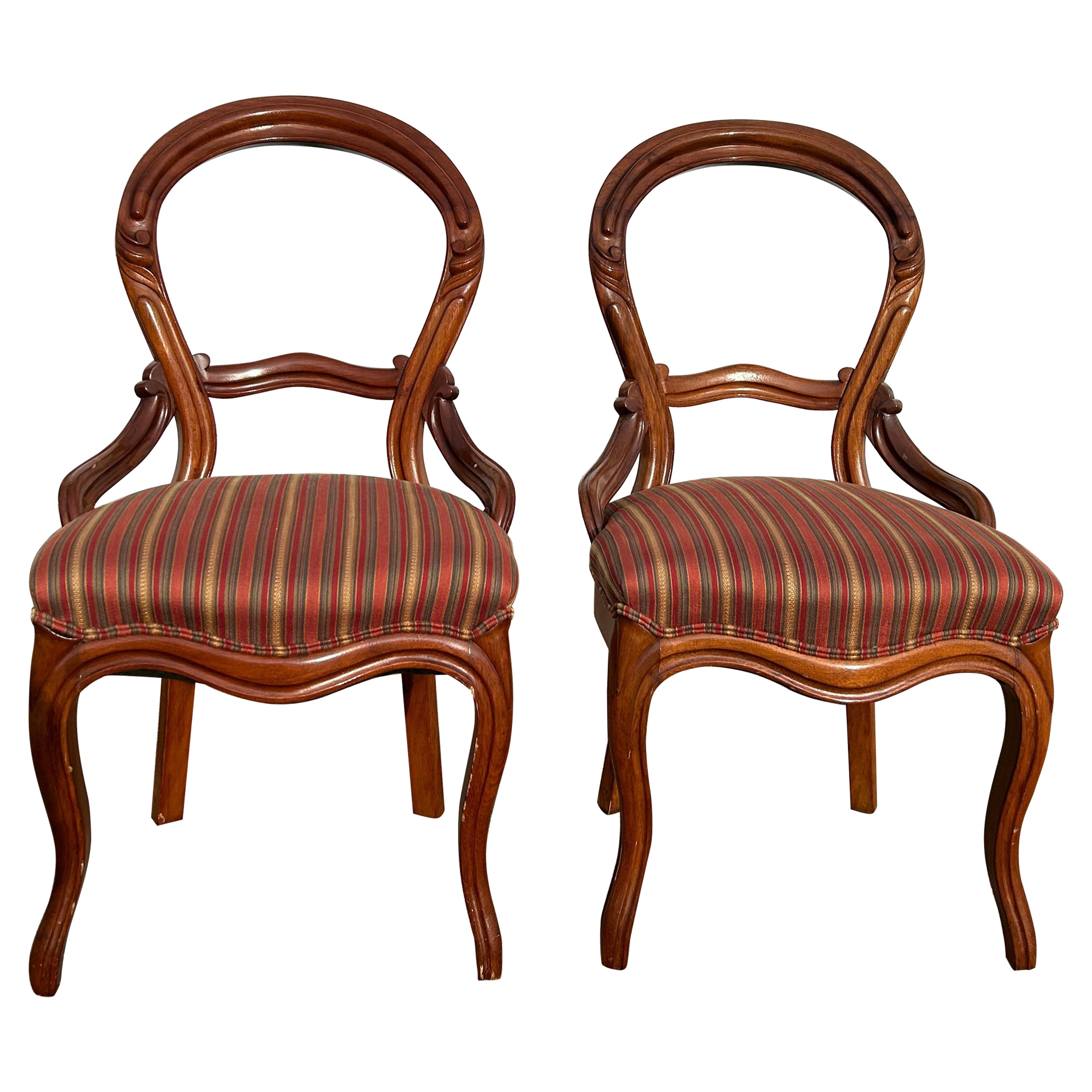 Pair of Early Victorian John Henry Belter Style Side Chairs For Sale