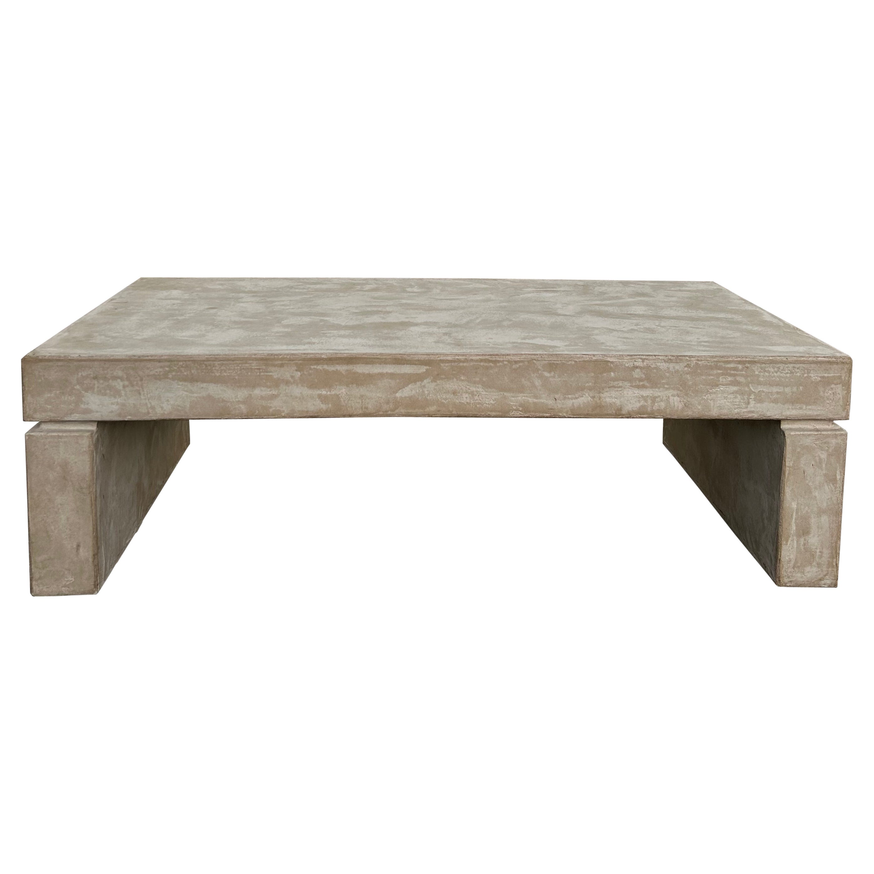 Vintage PostModern Concrete Finish Composite Plaster Coffee Table For Sale