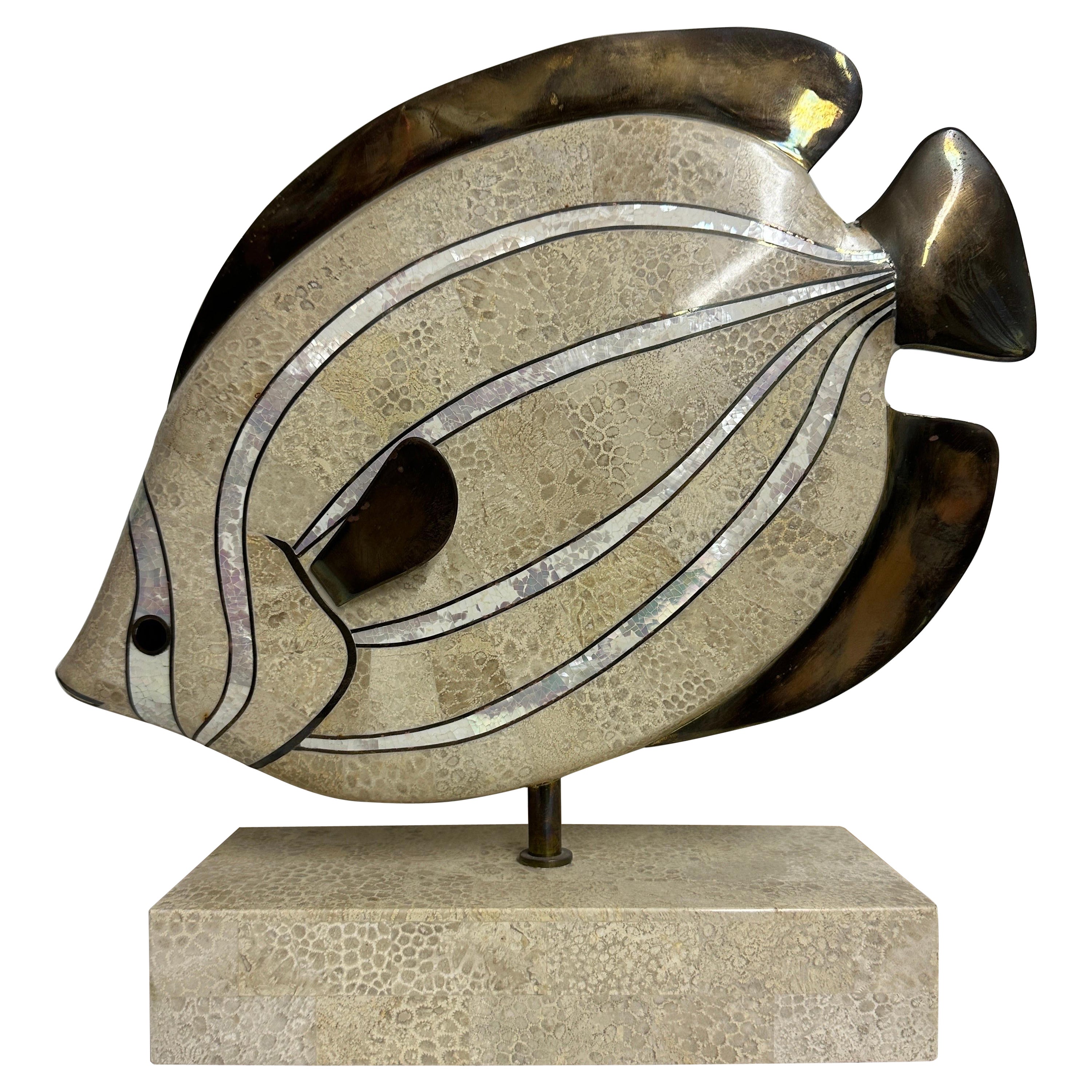 Maitland Smith Fish Sculpture Bookend For Sale
