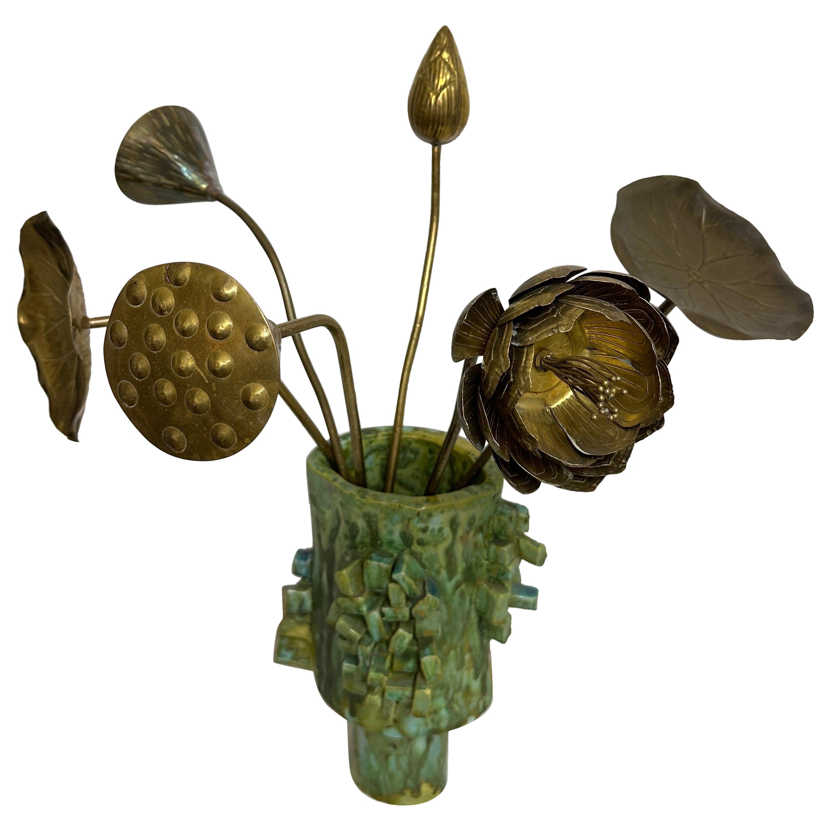 Set of Brass Lotus Flowers For Sale