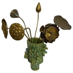Vintage Set of Brass Lotus Flowers