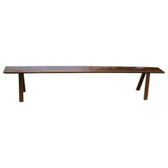 Antique 9 Ft Long 18th Century Welsh Oak Bench.