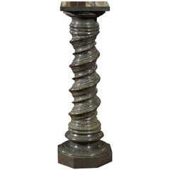Italian Green Marble Barley Twist Pedestal, 19th Century