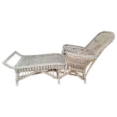 Antique 1920's White Wicker Chaise Lounge