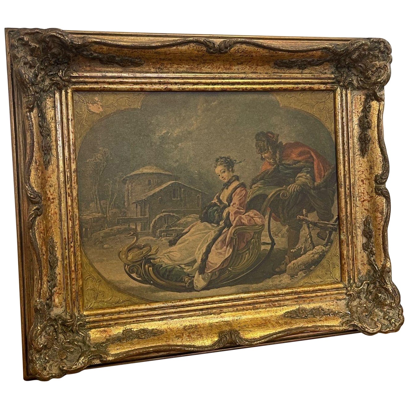 Vintage Framed Art Print Titled “ Winter, From the Four Seasons “ For Sale