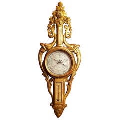 Barometer aus vergoldetem Holz aus der Louis-XVI-Periode, 18. Jahrhundert.