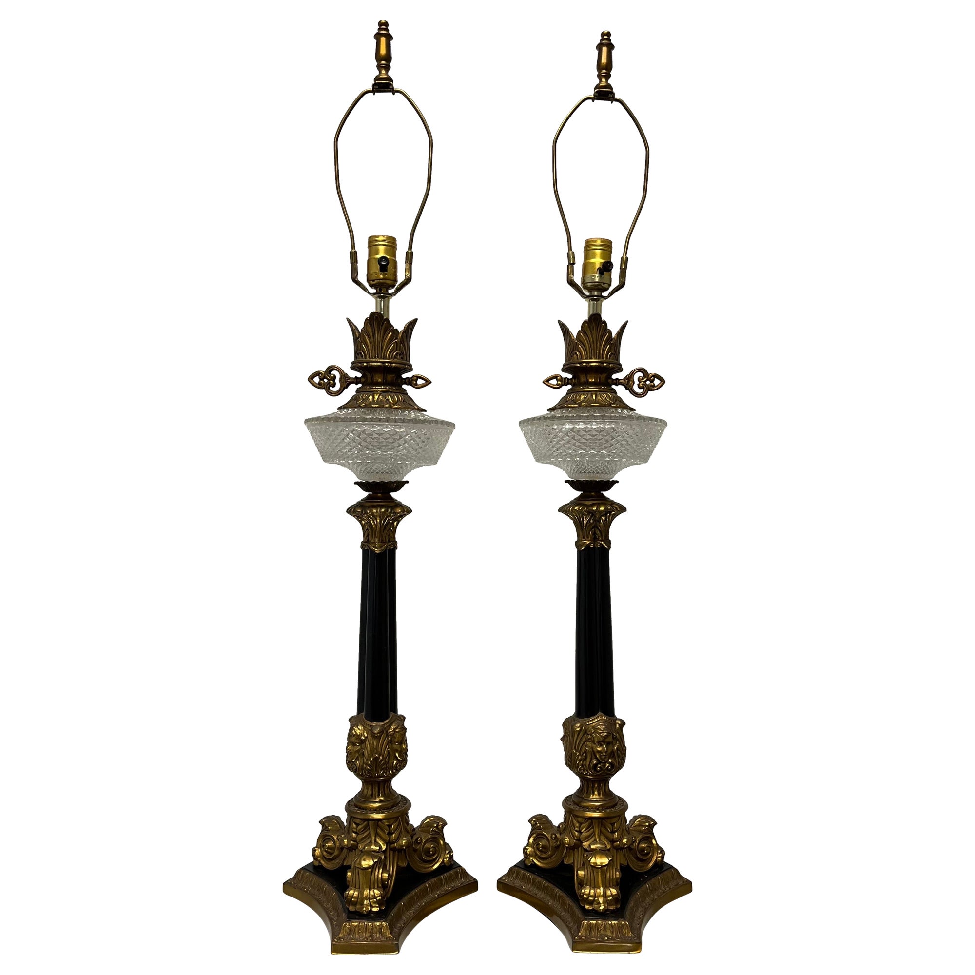 Pair of Empire Style Lamps For Sale