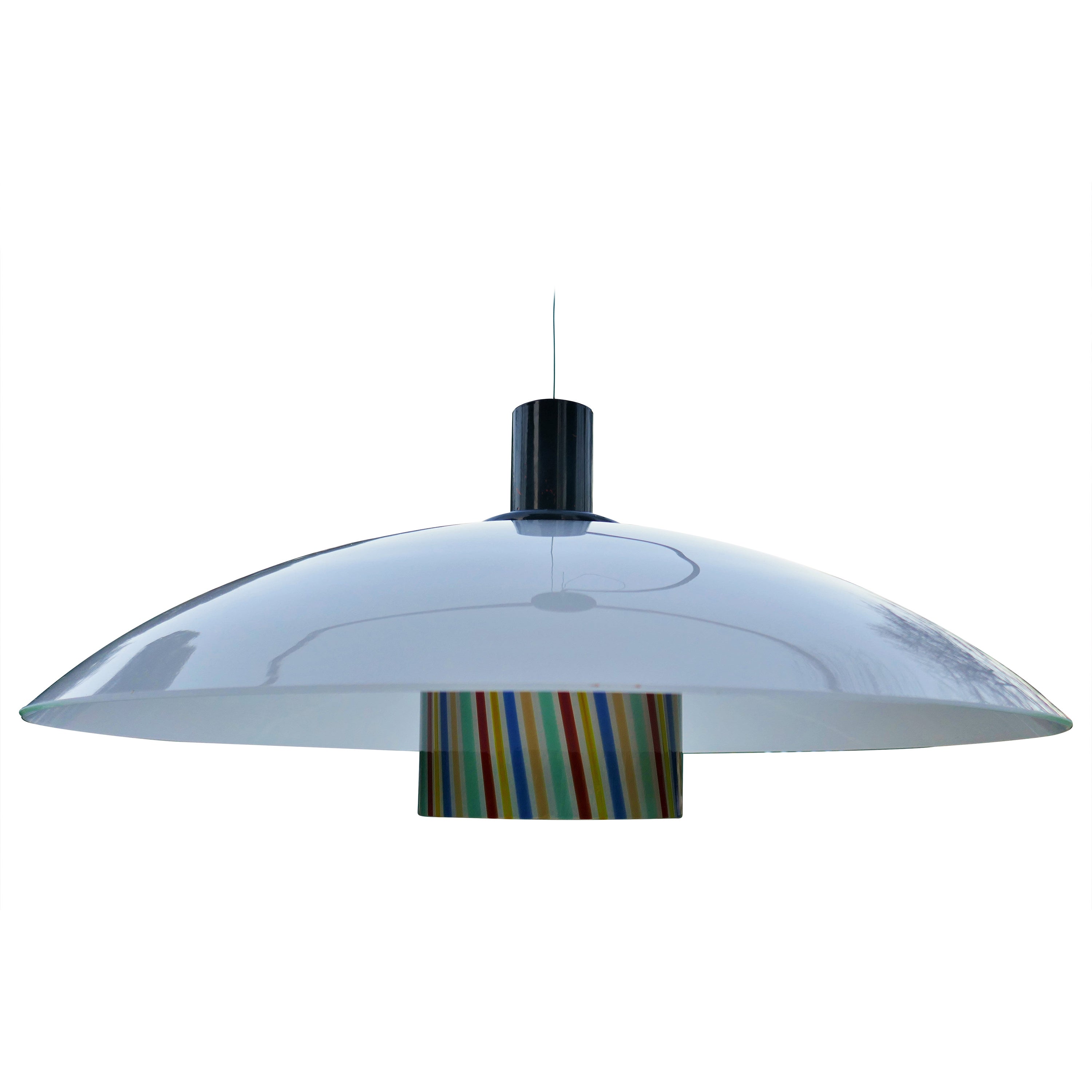 Pendant lamp attributed to Venini Cenedese multicolor reeds For Sale