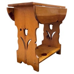 Retro Decorative Drop Leaf End Table With Carved Tulip Cutout.