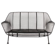 Retro Russell Woodard Mid-Century Modern Sculptura Wrought Iron Settee - Restored -