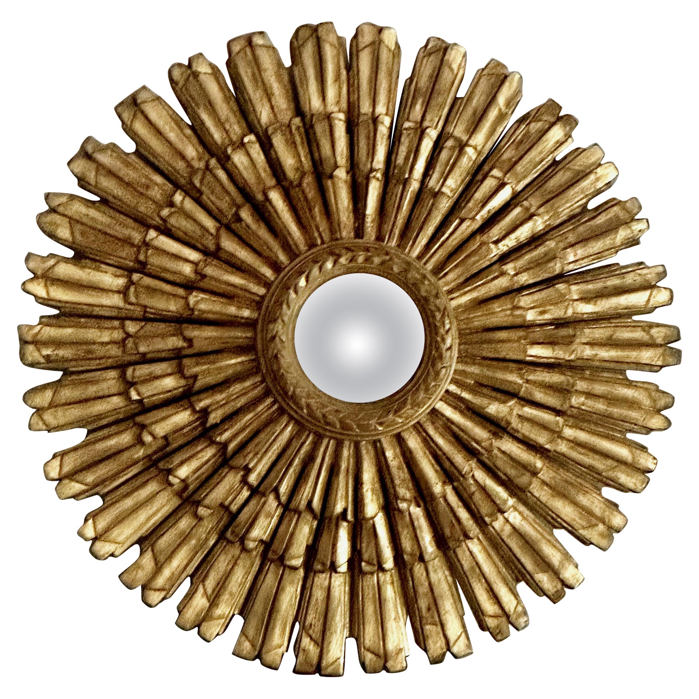 Großer Sunburst Giltwood Konvexer Wandspiegel