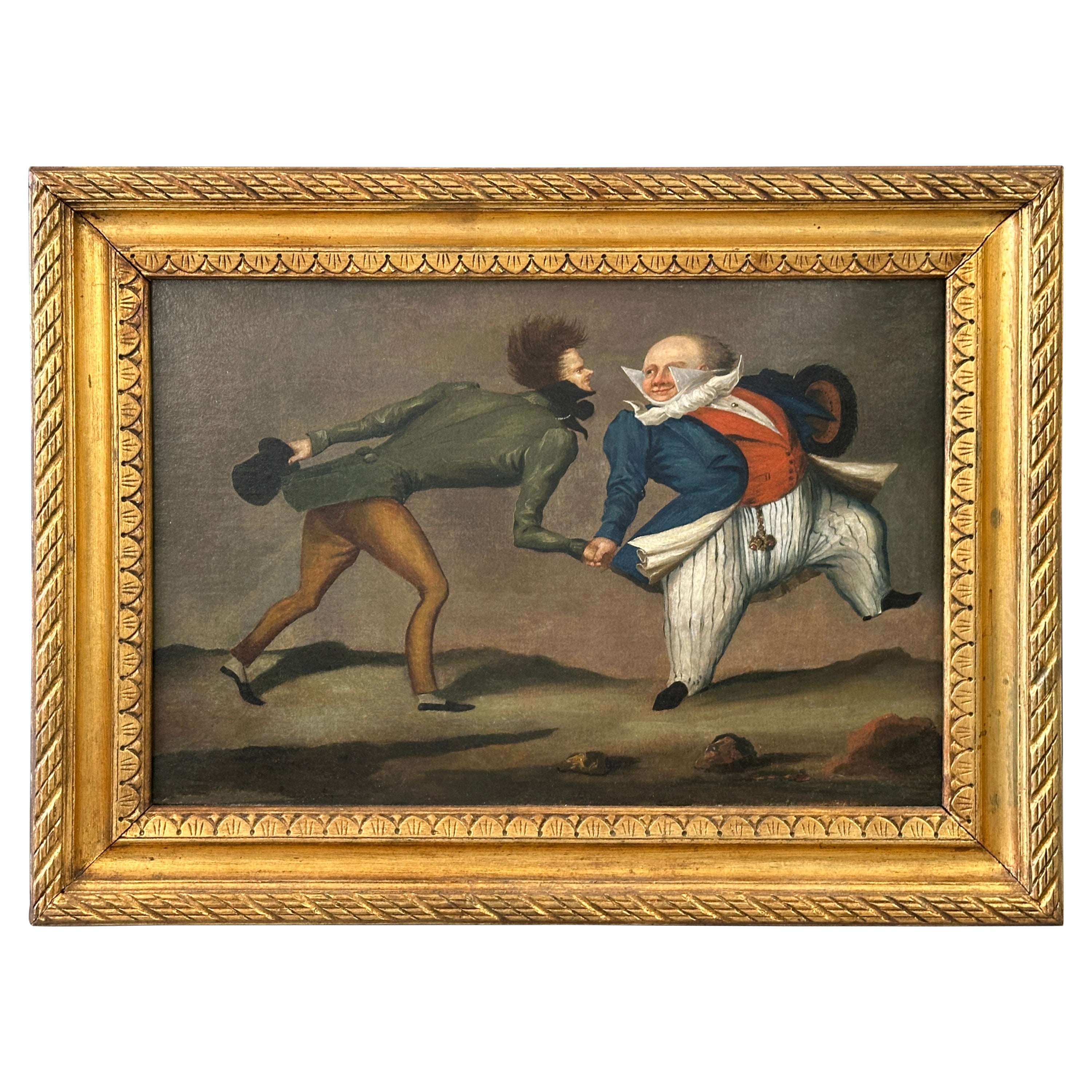 19th Century Painting Of a Pickpocket and a Gentleman For Sale