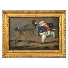 Antique 19th Century Painting Of a Pickpocket and a Gentleman
