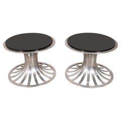 Russell Woodard Aluminum and Smoked Glass Tables