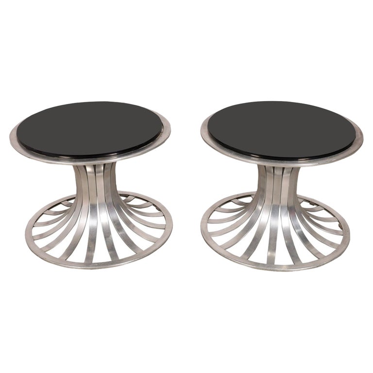Russell Woodard Aluminum and Smoked Glass Tables