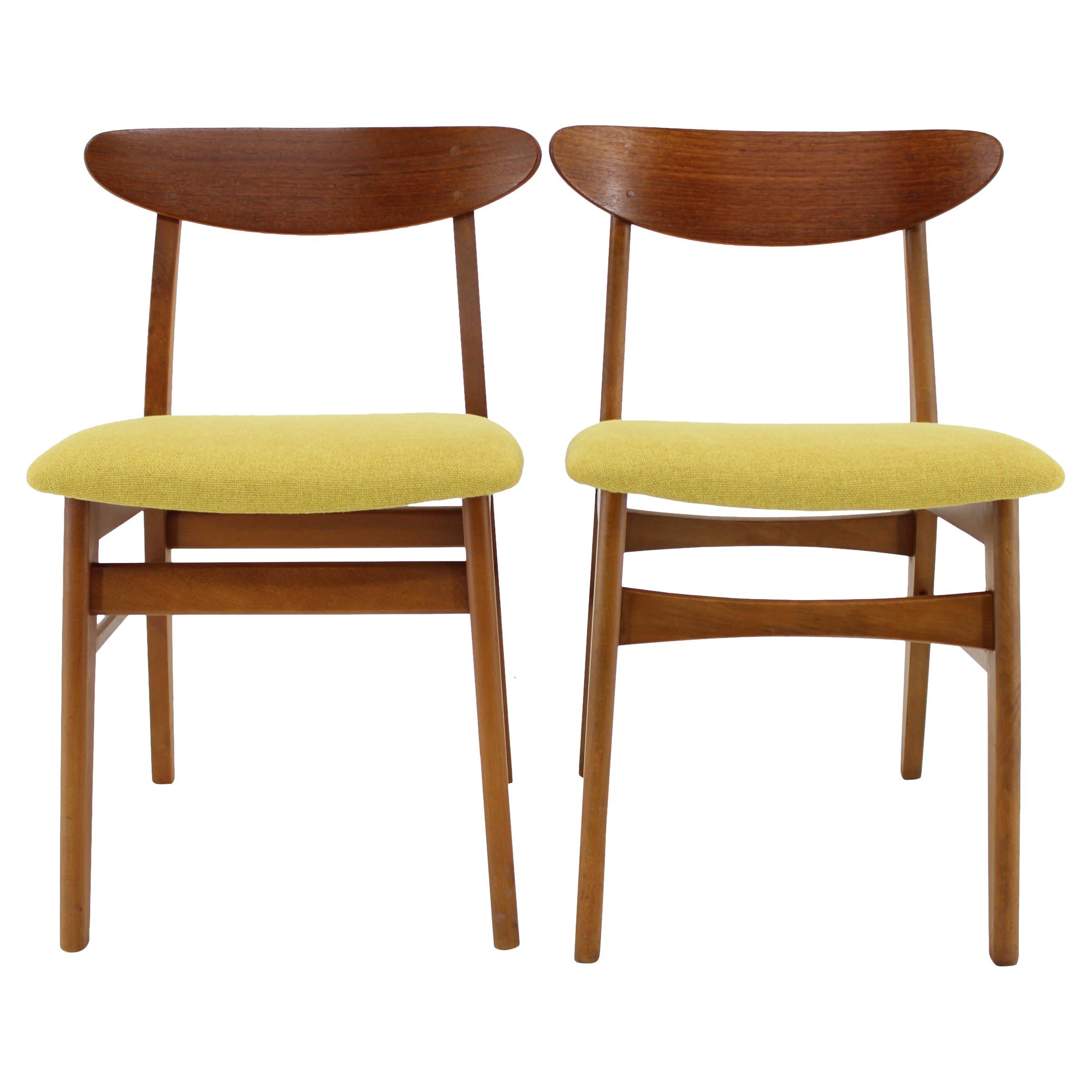 1960s Pair of Danish Teak Chairs, Restored 