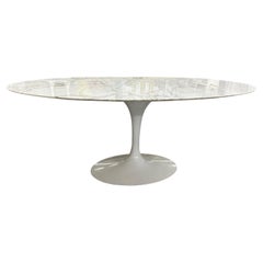 Used Saarinen for Knoll White Marble Oval Tulip Dining Table 