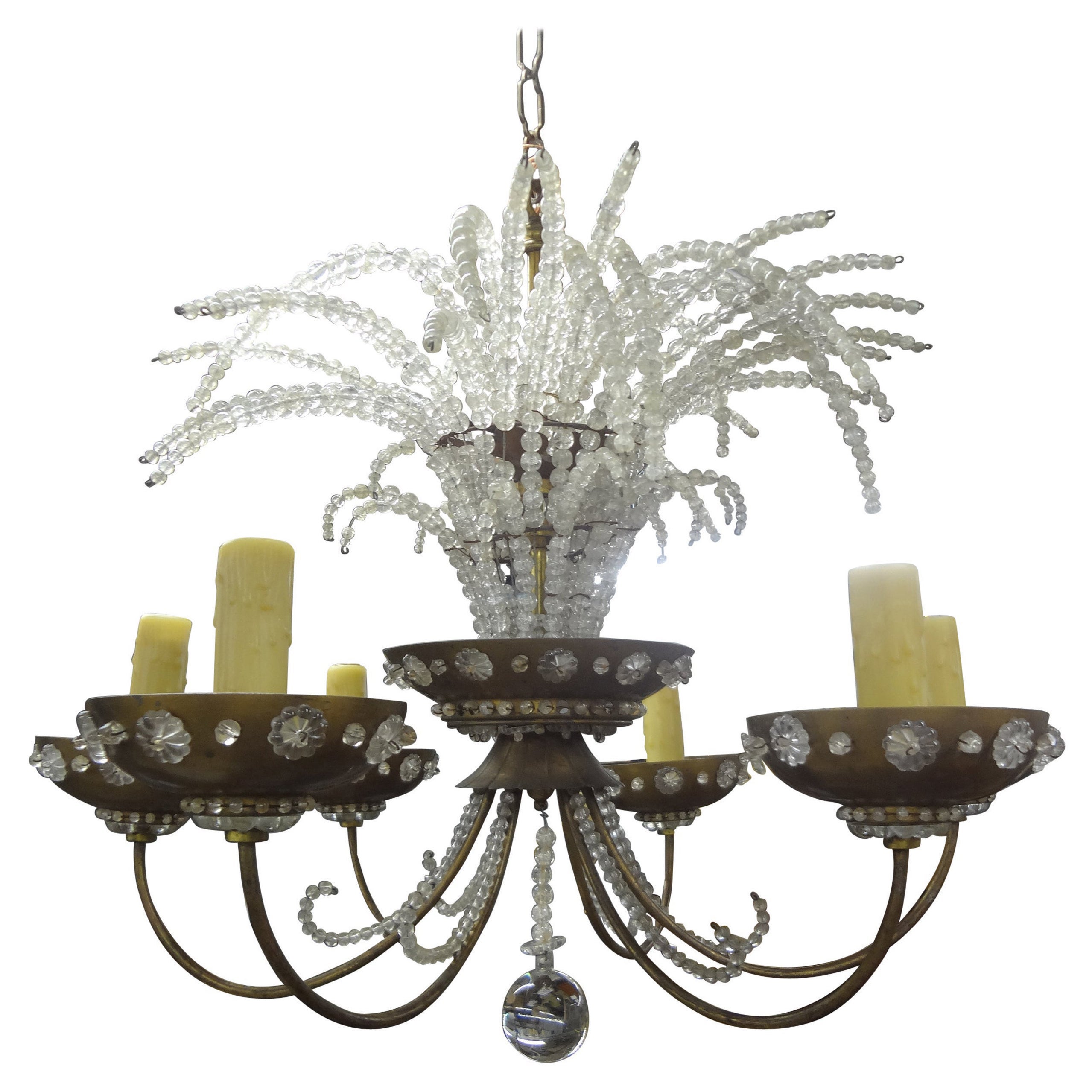 French Maison Bagues Beaded Crystal Chandelier