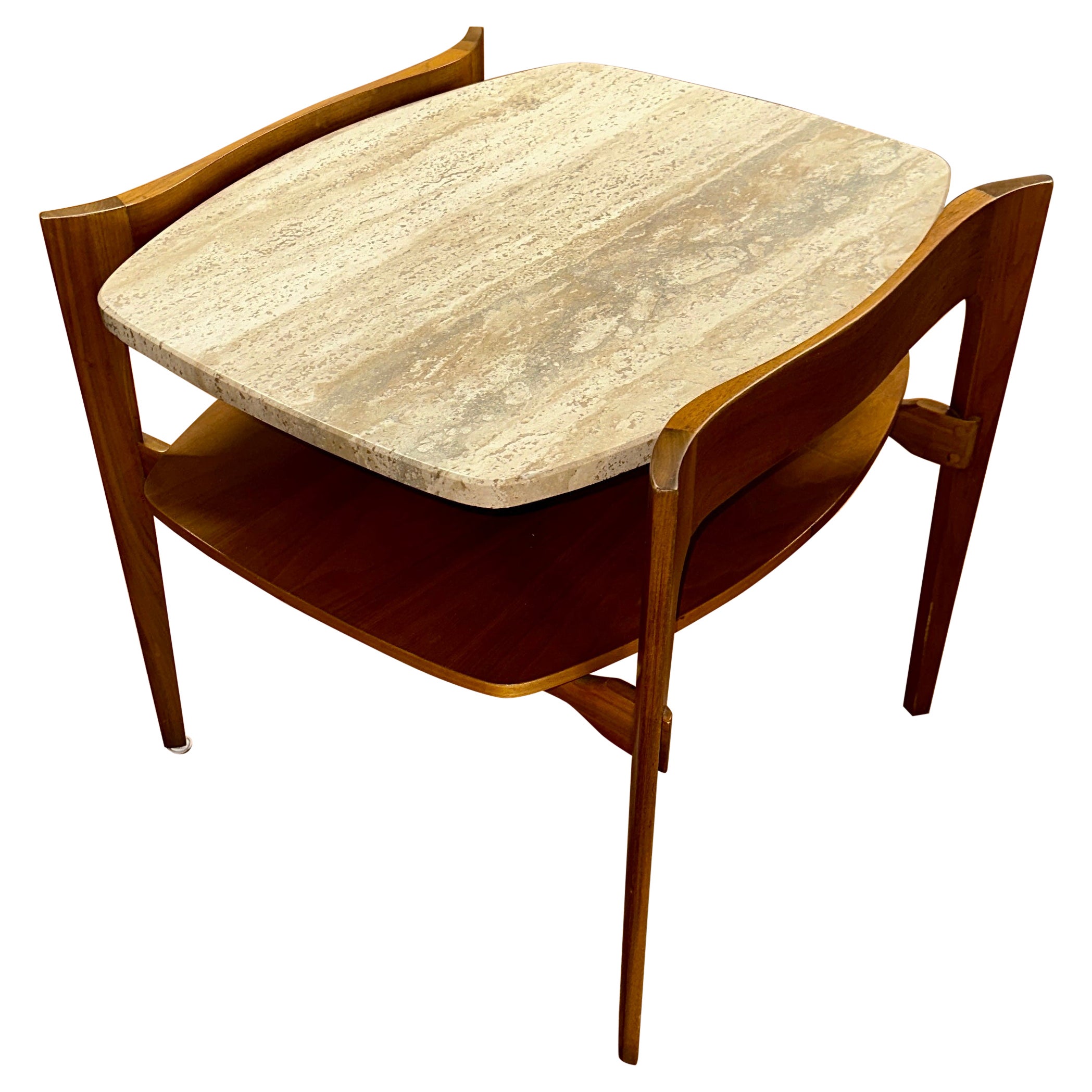 Bertha Schaefer for Singer & Sons Travertine Side Table For Sale